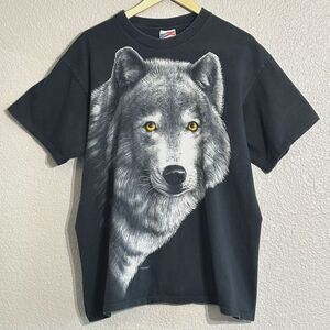 Trinity 1995 Big Wolf Graphic Tee Black Shirt Size XL Vintage 90’s Single Stitch